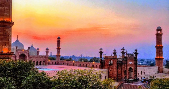mosque, scenery, sunset, landscape, scenic, nature, sky, outdoors, dusk, lahore, trees, ancient, old lahore, pakistan